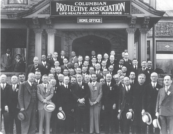 Columbian Protective Association early workforce and Columbian Mutual Life early building