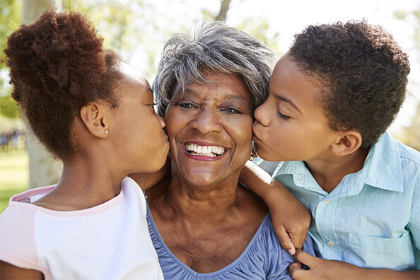 Black grandmother with two grandchildren